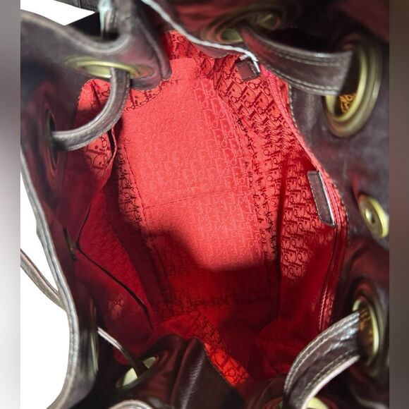 Christian Dior Brown Quilted Cannage Leather Small Hobo Bucket Shoulder Bag Auth - Picture 14 of 14